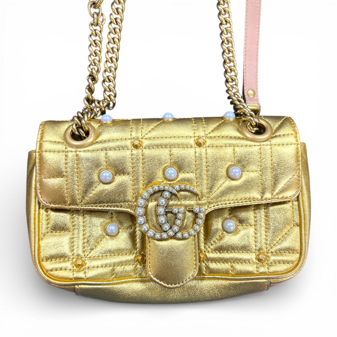 GUCCI GG Marmont Pearl × Leather Gu525