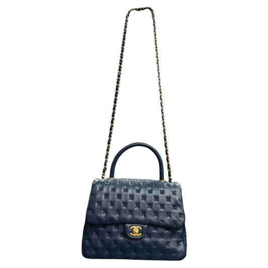 CHANEL Navy Top Handle Flap Bag CH2060