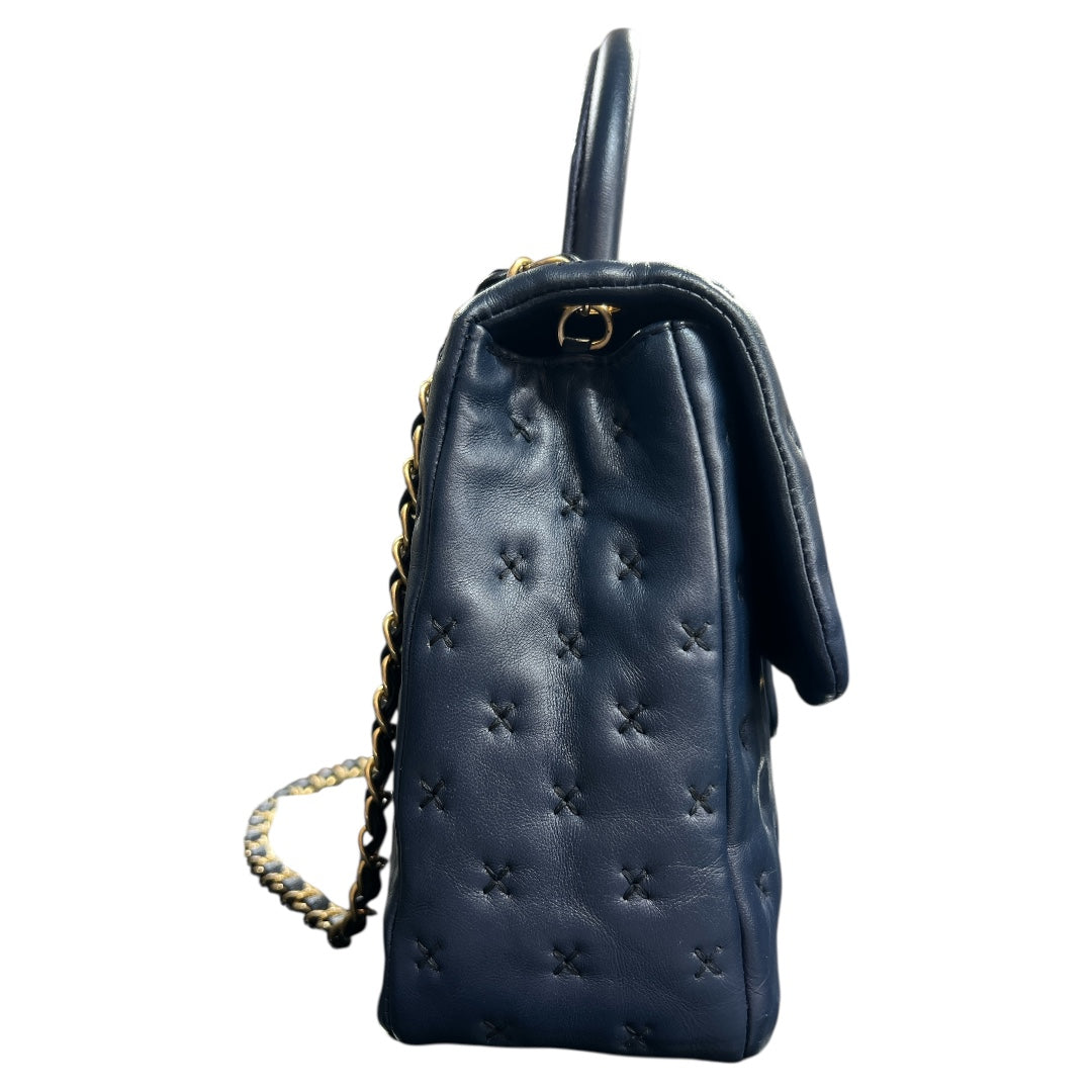 CHANEL Navy Top Handle Flap Bag CH2060