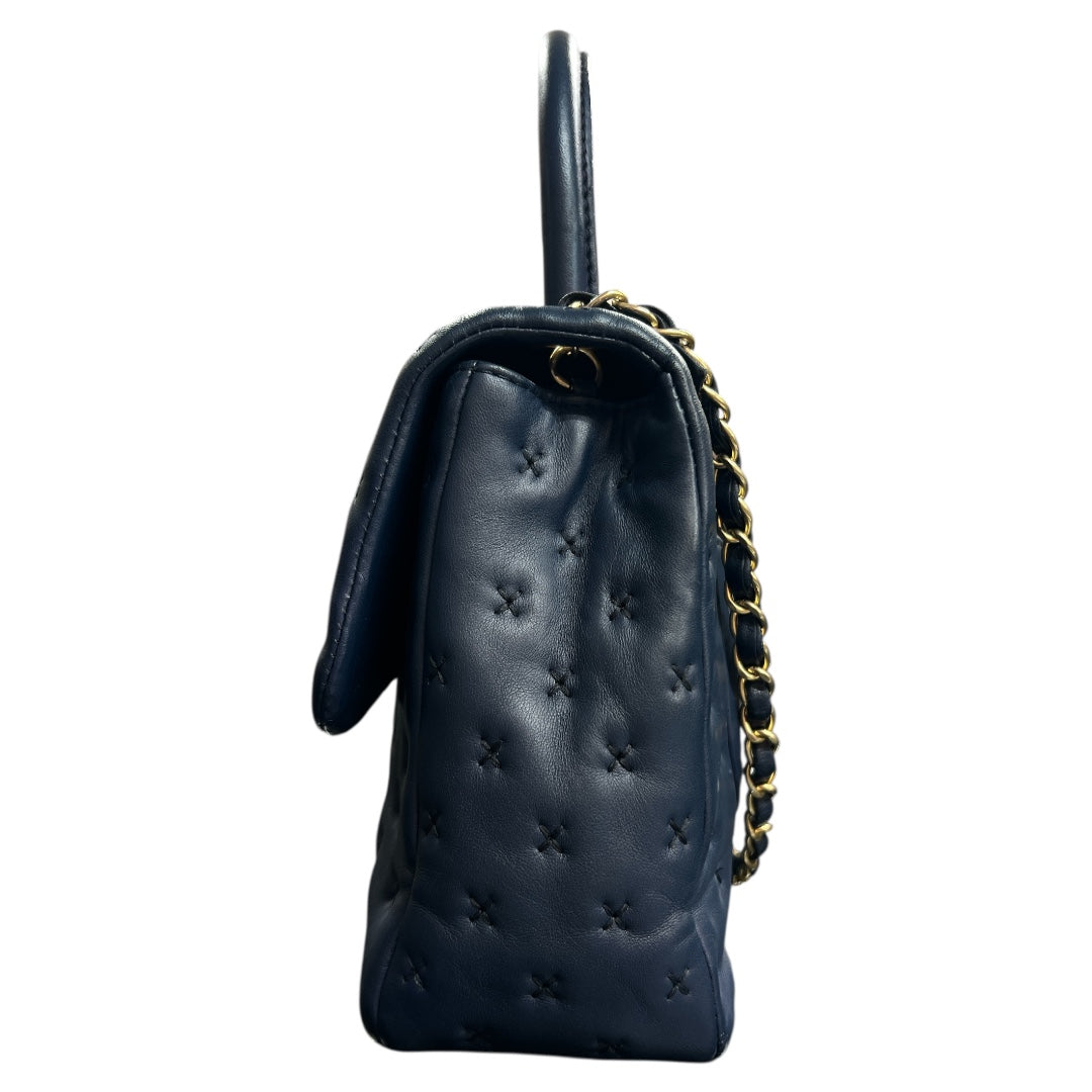 CHANEL Navy Top Handle Flap Bag CH2060