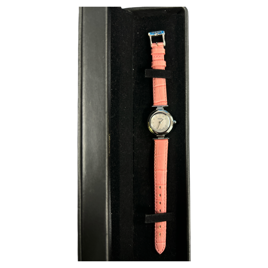 FENDI Pink Leather Quartz Watch ER104