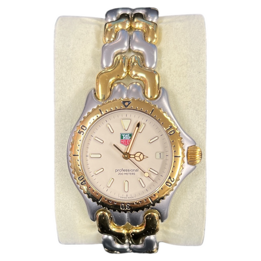 TAG Heuer S/EL S95.713 Stainless Steel Gold Plated Quartz Watch Ivory Dial ER120