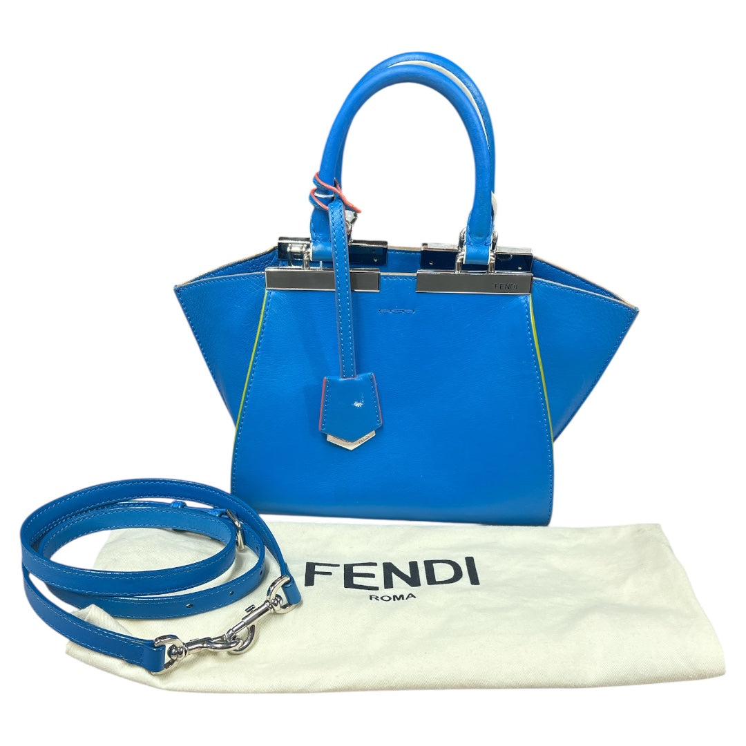 FENDI 3Jours Leather Top Handle Shoulder Bag Blue  FE360