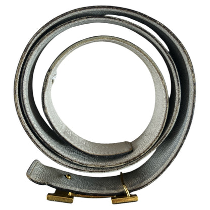 HERMES Constance H Buckle Leather Belt Black Gold  HE432