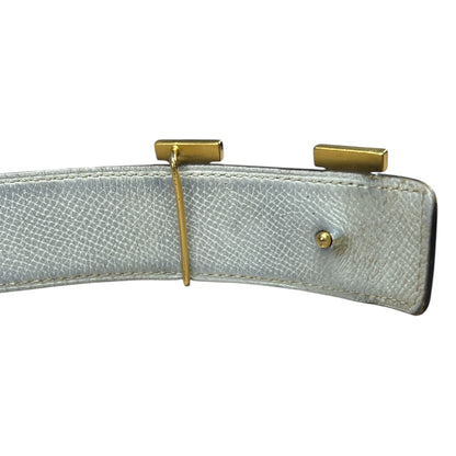 HERMES Constance H Buckle Leather Belt Black Gold  HE432