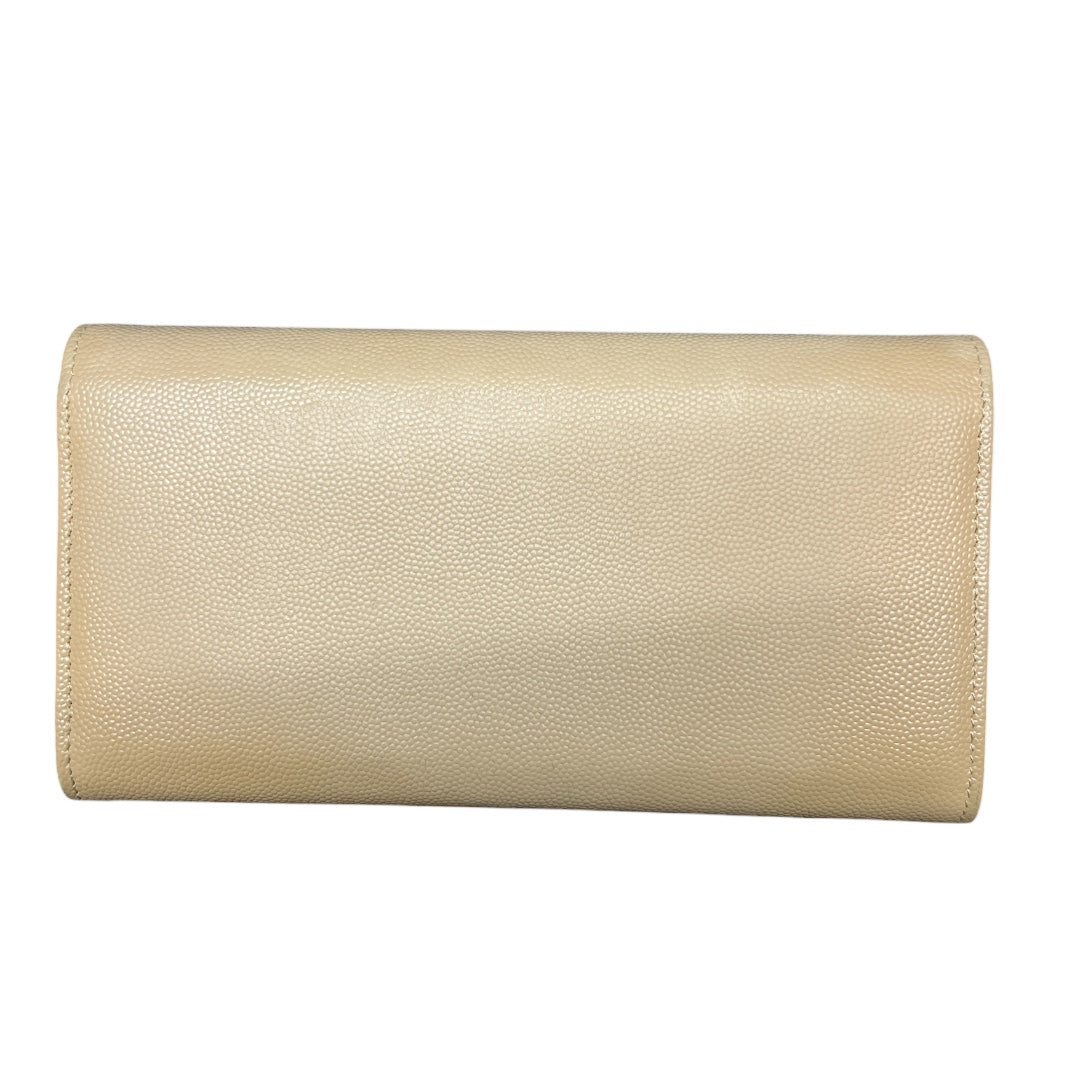 CHANEL Deauville Stud Logo Round Zip Long Wallet Caviar Skin Beige  CH2066