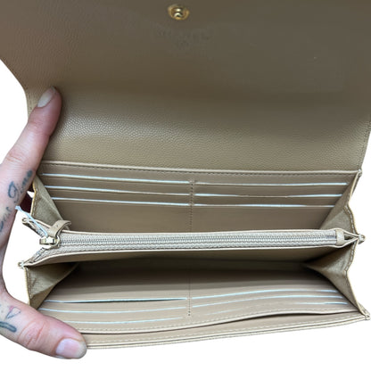 CHANEL Deauville Stud Logo Round Zip Long Wallet Caviar Skin Beige  CH2066