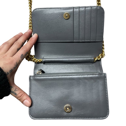 CHANEL Boy Chanel Mini Matelasse Chain Shoulder Bag Caviar Skin Gray  CH2093