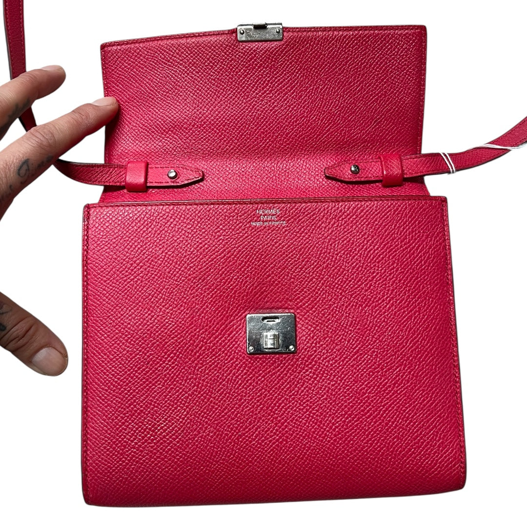HERMES Click 16 Pochette Crossbody Bag Pink Leather Shoulder Bag  HE435