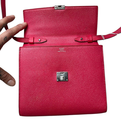 HERMES Click 16 Pochette Crossbody Bag Pink Leather Shoulder Bag  HE435