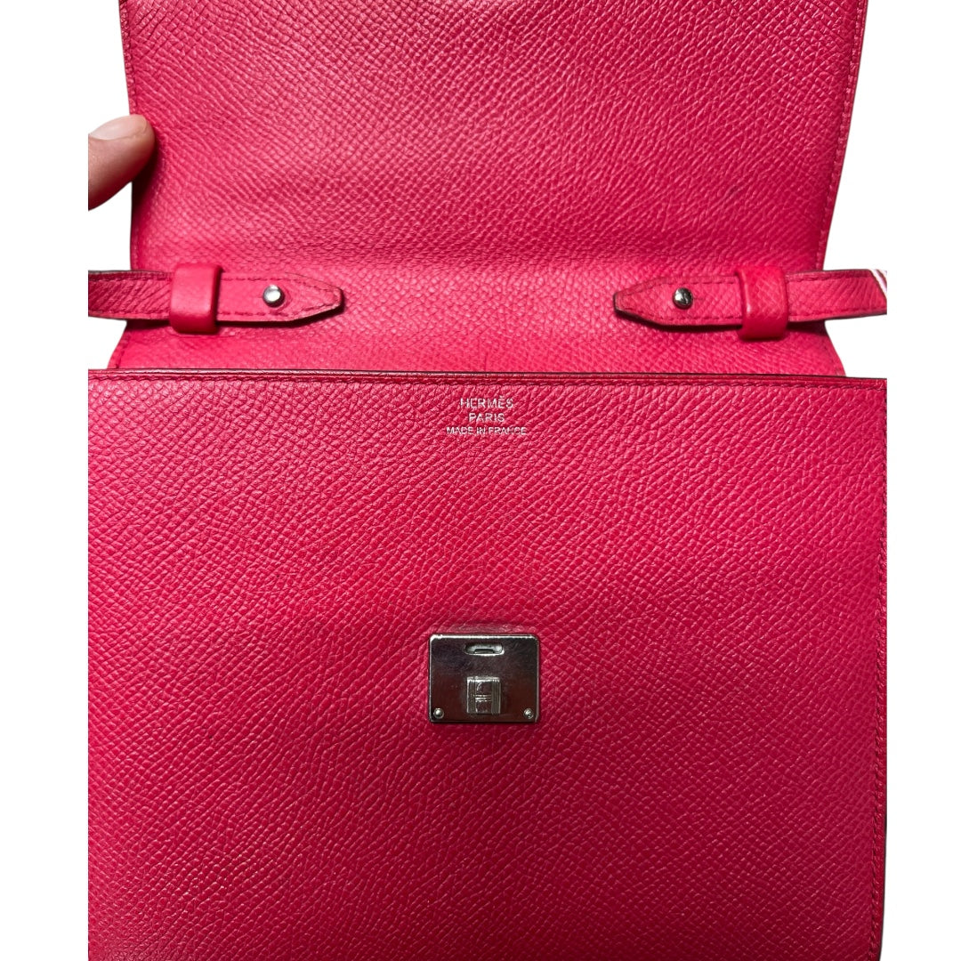 HERMES Click 16 Pochette Crossbody Bag Pink Leather Shoulder Bag  HE435