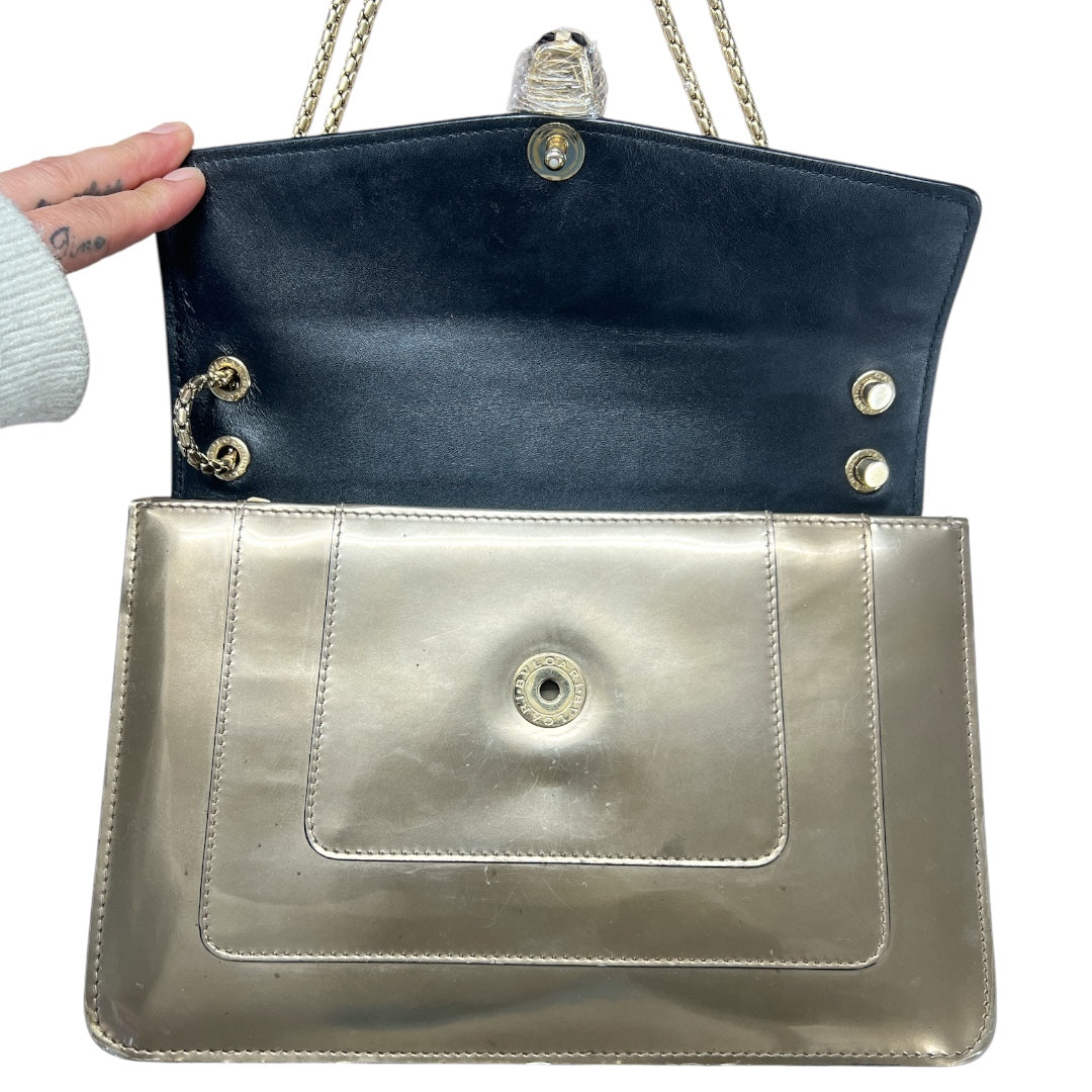 BVLGARI Serpenti Forever Patent Leather Chain Shoulder Bag Silver  BV61