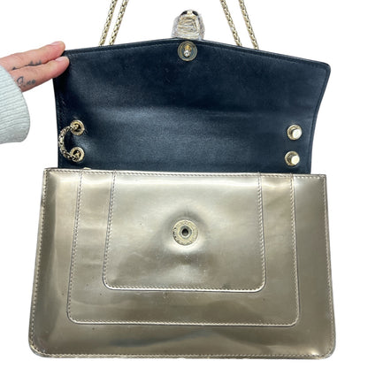 BVLGARI Serpenti Forever Patent Leather Chain Shoulder Bag Silver  BV61