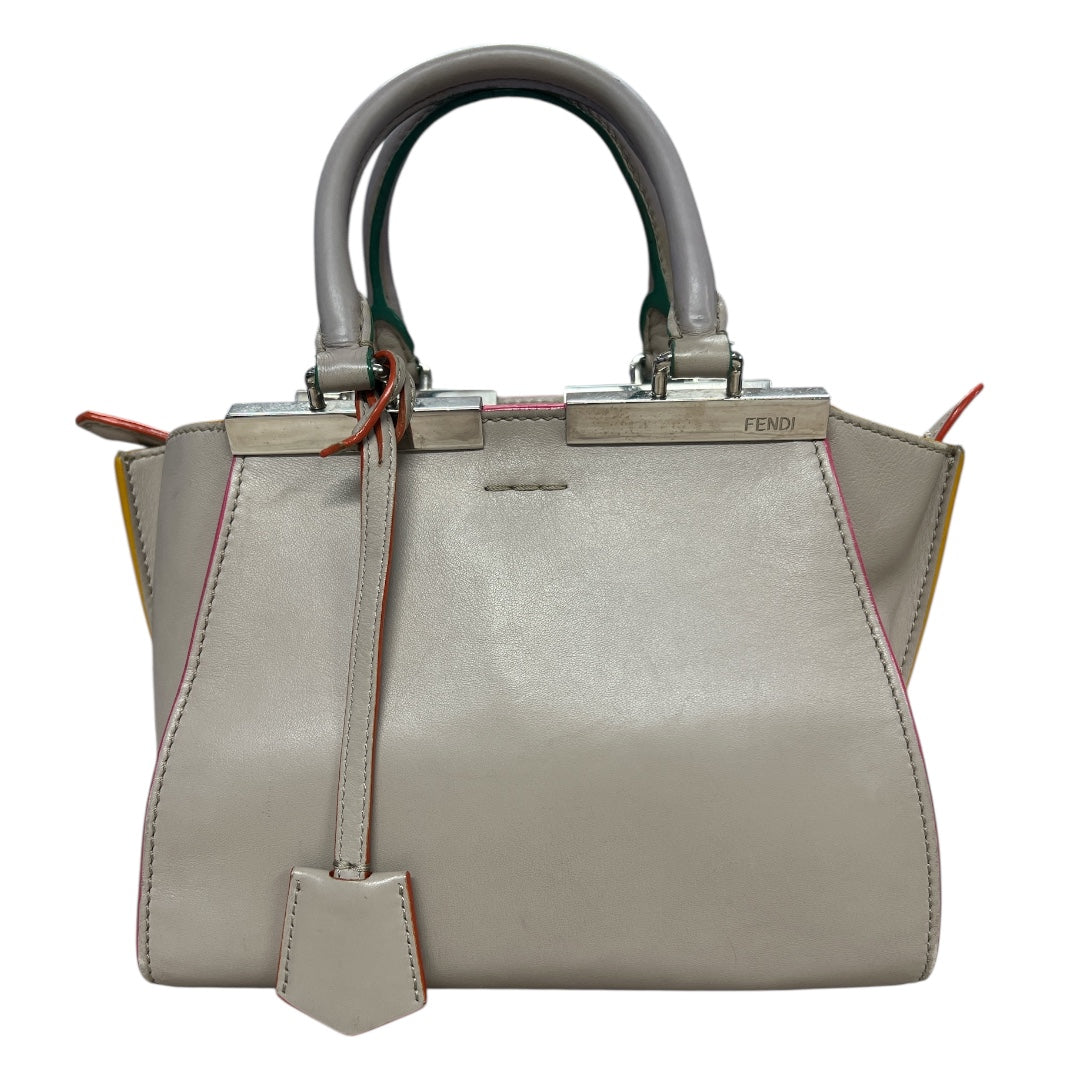 FENDI Petite 2Jours Leather 2Way Top Handle Shoulder Bag Gray FE362