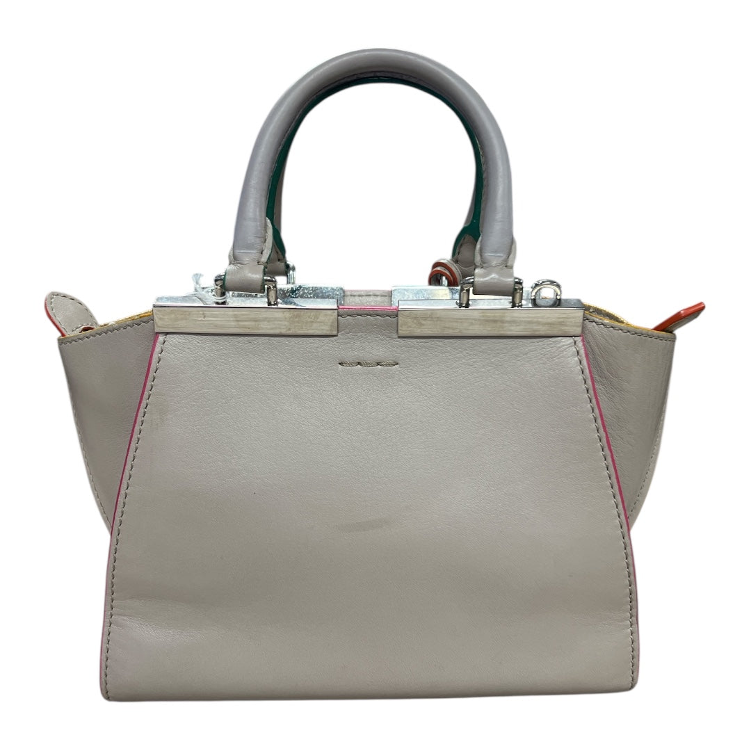 FENDI Petite 2Jours Leather 2Way Top Handle Shoulder Bag Gray FE362