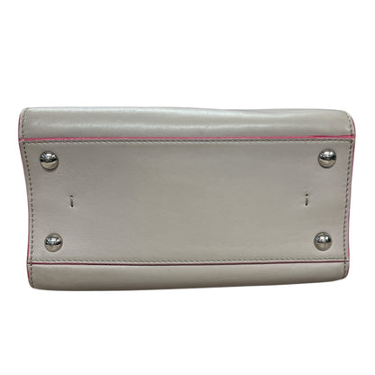 FENDI Petite 2Jours Leather 2Way Top Handle Shoulder Bag Gray FE362