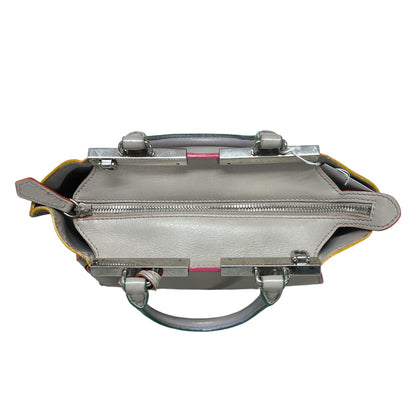 FENDI Petite 2Jours Leather 2Way Top Handle Shoulder Bag Gray FE362