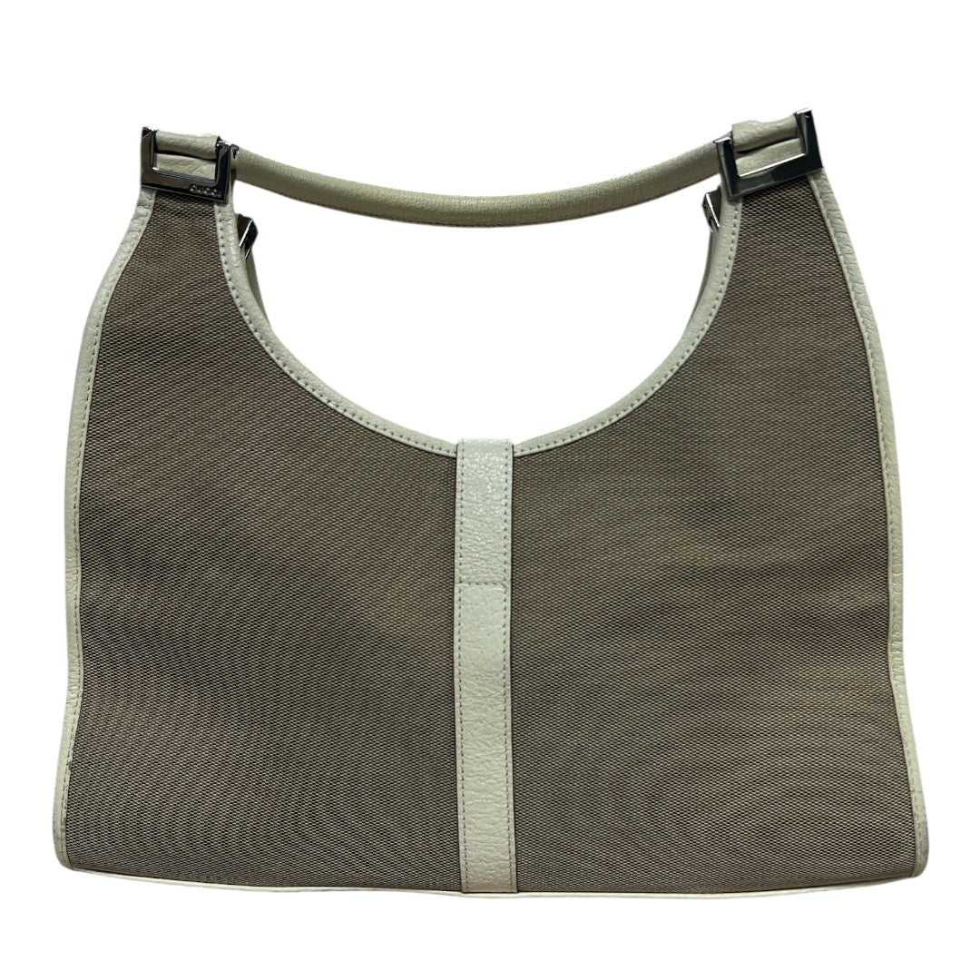 GUCCI Jackie Canvas Leather Hobo Shoulder Bag Beige  GU563