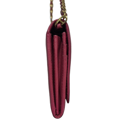 PRADA Saffiano Leather Chain Wallet Shoulder Bag Pink  PR176