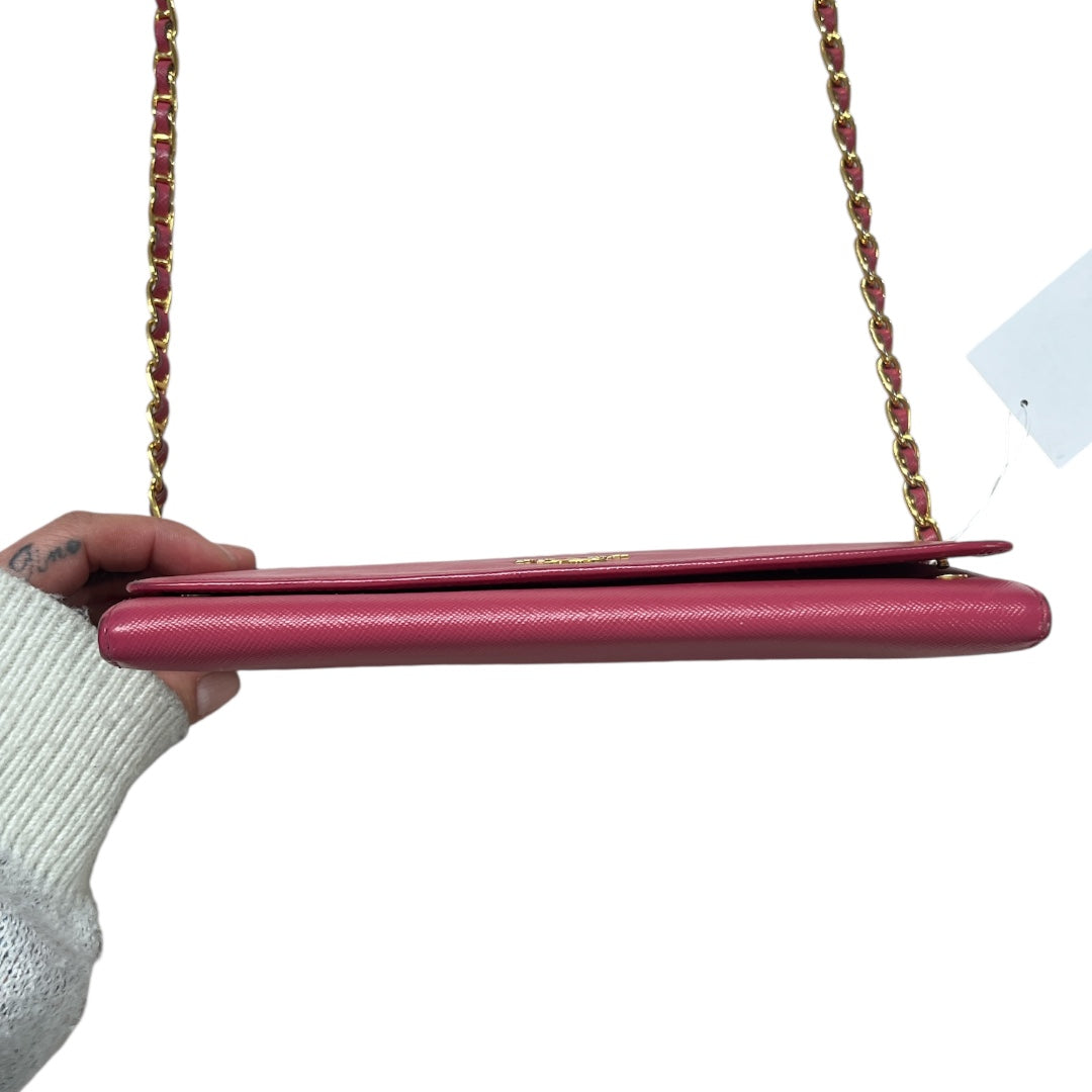 PRADA Saffiano Leather Chain Wallet Shoulder Bag Pink  PR176