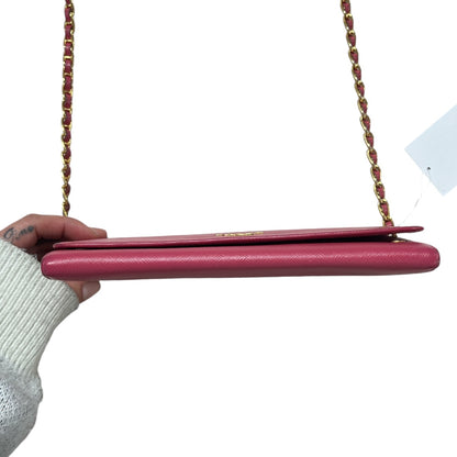 PRADA Saffiano Leather Chain Wallet Shoulder Bag Pink  PR176