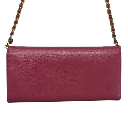 PRADA Saffiano Leather Chain Wallet Shoulder Bag Pink  PR176