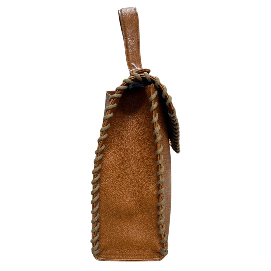 Yves Saint Laurent Leather Handbag Top Handle Bag Brown  Yv154