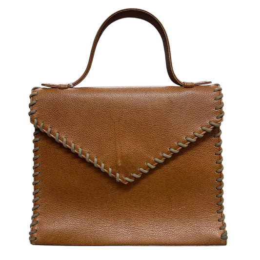 Yves Saint Laurent Leather Handbag Top Handle Bag Brown  Yv154