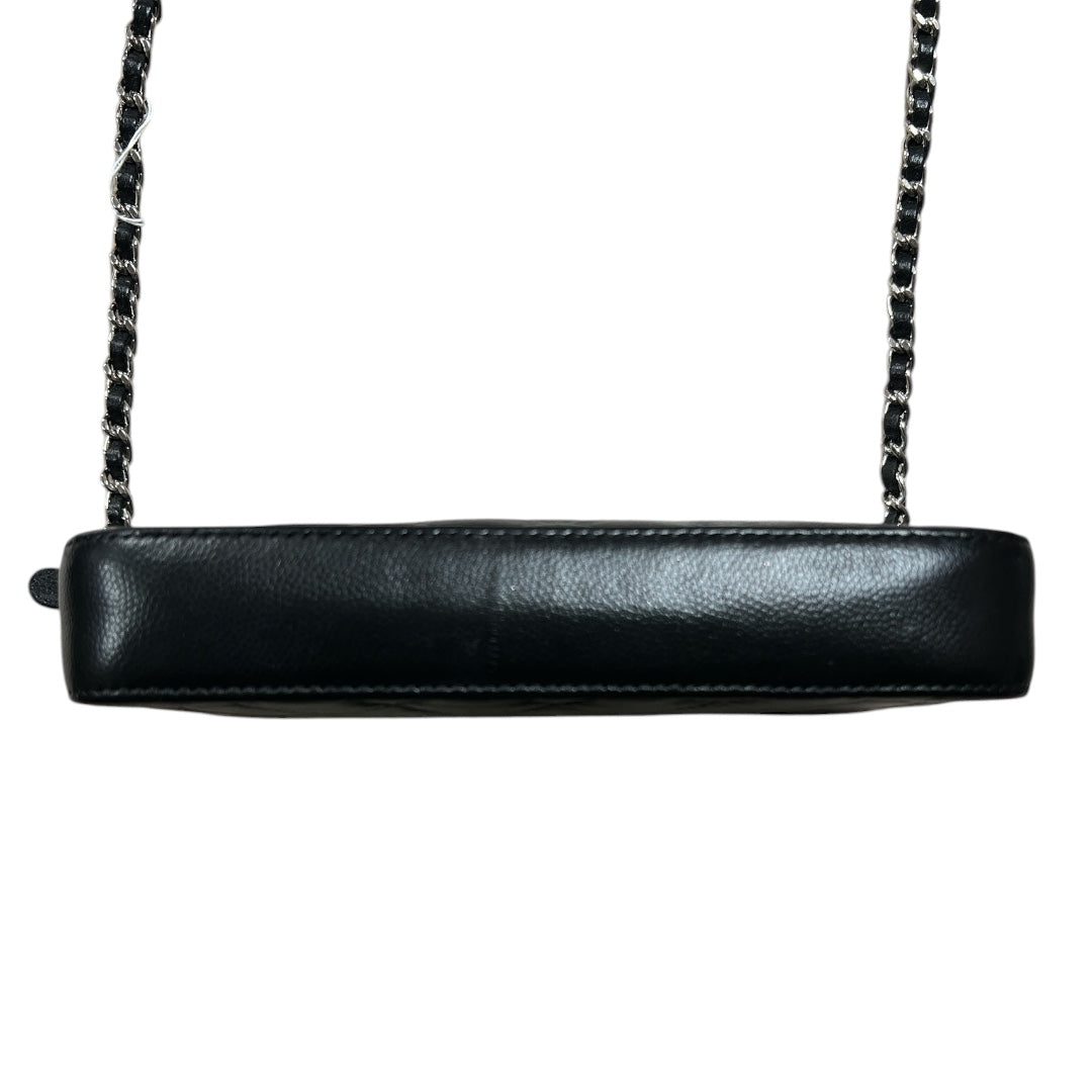 CHANEL Double Zip Chain Wallet Quilted Grained Calfskin Black CH2108