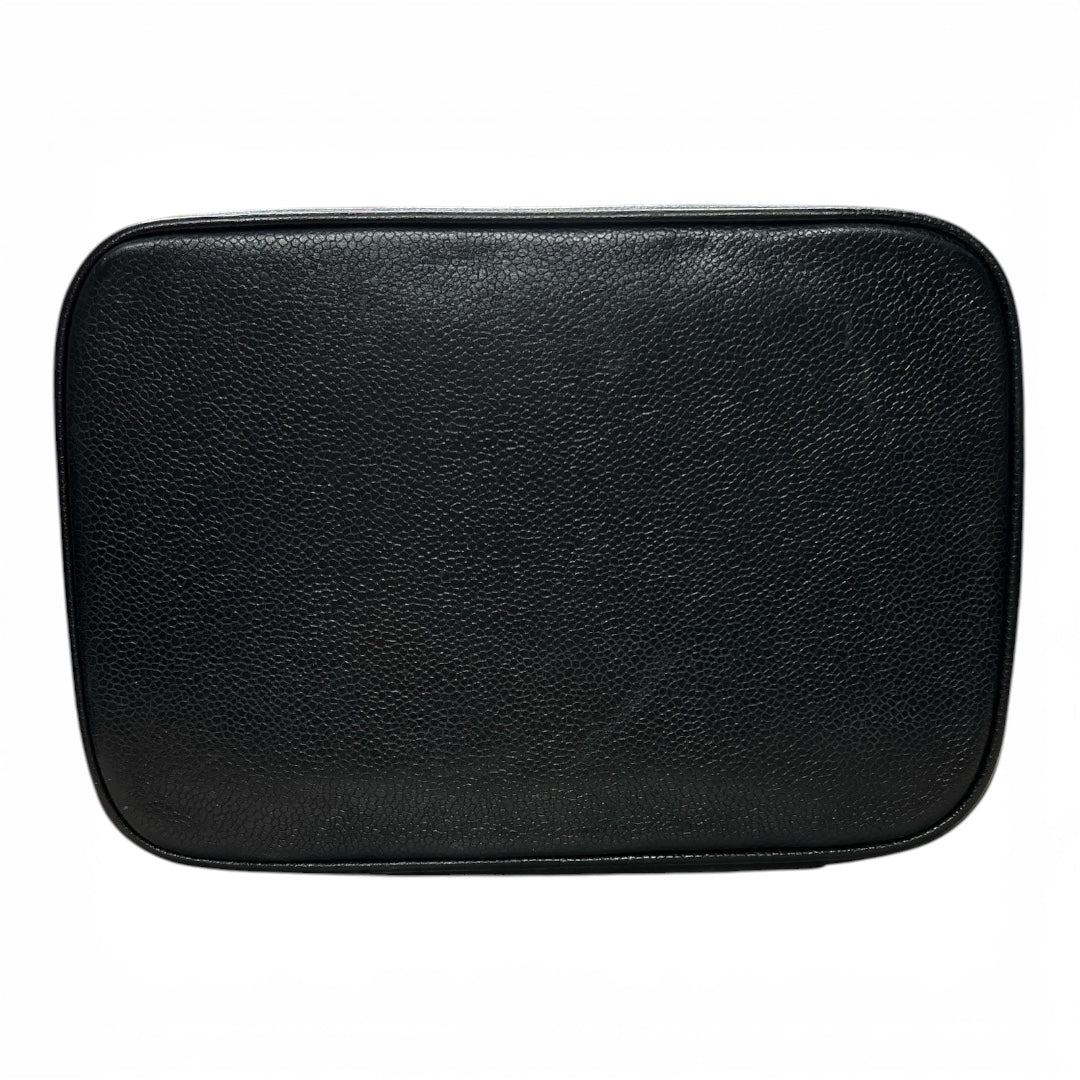 CHANEL Vanity Bag CC Logo Caviar Skin Black Gold Hardware 2WAY CH2115