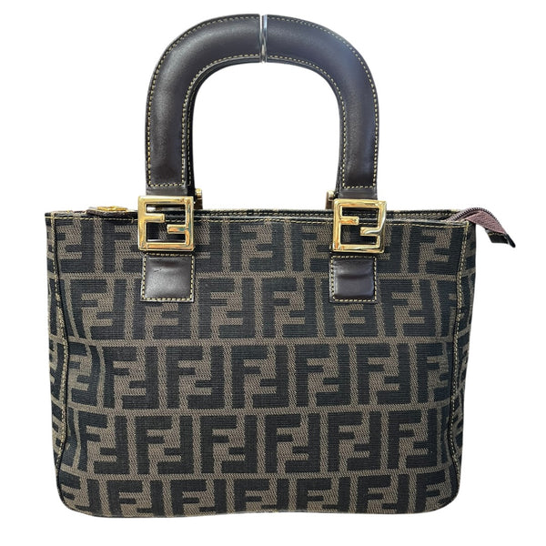 FENDI Zucca Small Tote Bag Canvas Brown  FE370