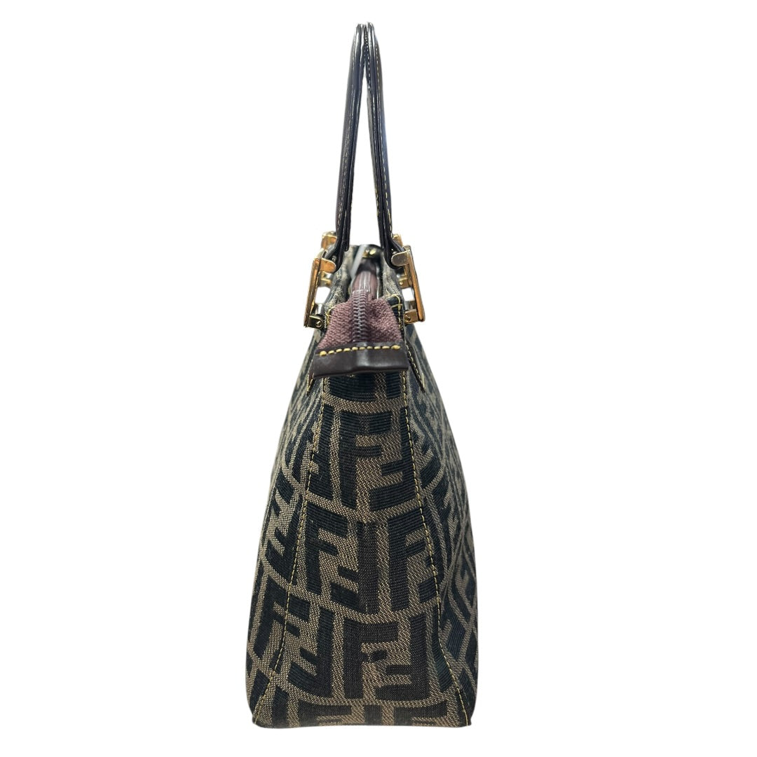 FENDI Zucca Small Tote Bag Canvas Brown FE370