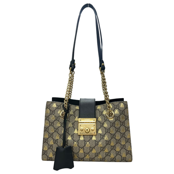 GUCCI Padlock Bee GG Supreme Small Chain Shoulder Bag GU590