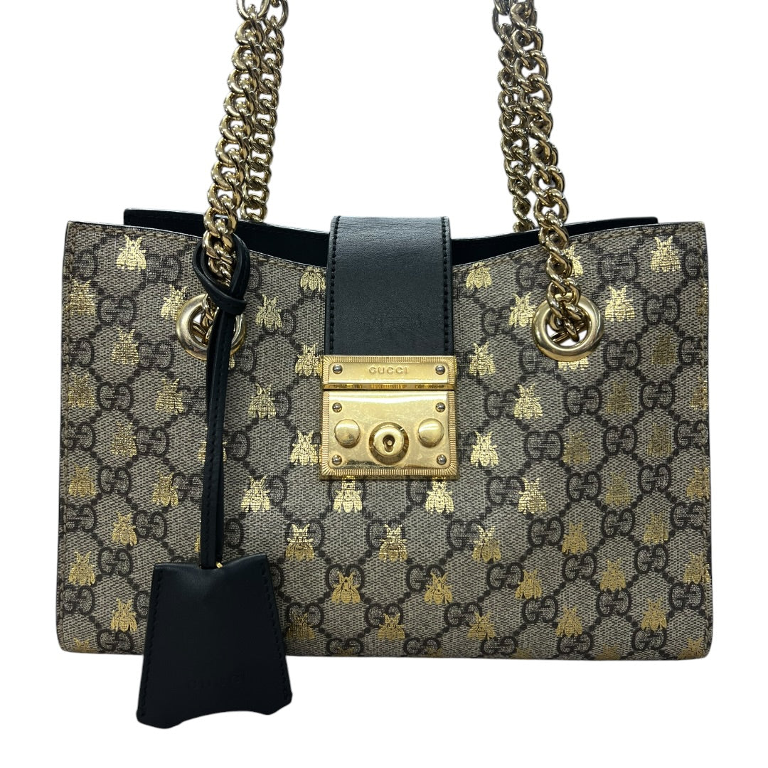 GUCCI Padlock Bee GG Supreme Small Chain Shoulder Bag GU590