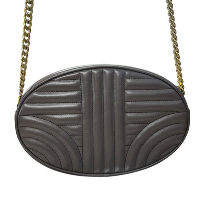 PRADA Diagram Leather Chain Shoulder Bag Gray PR192
