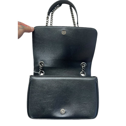 PRADA Studded Leather Flap Chain Shoulder Bag Black PR193