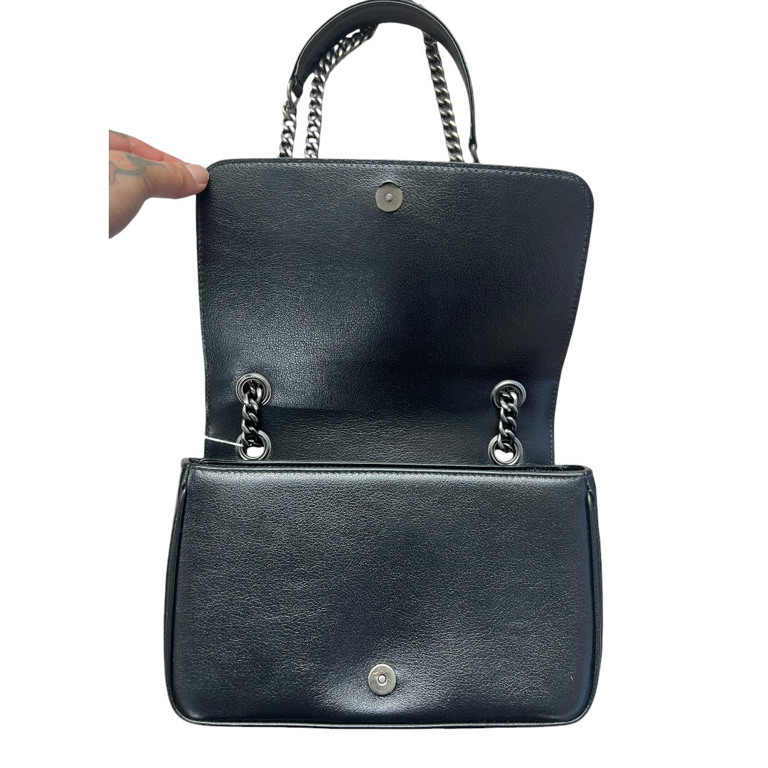 PRADA Studded Leather Flap Chain Shoulder Bag Black PR193