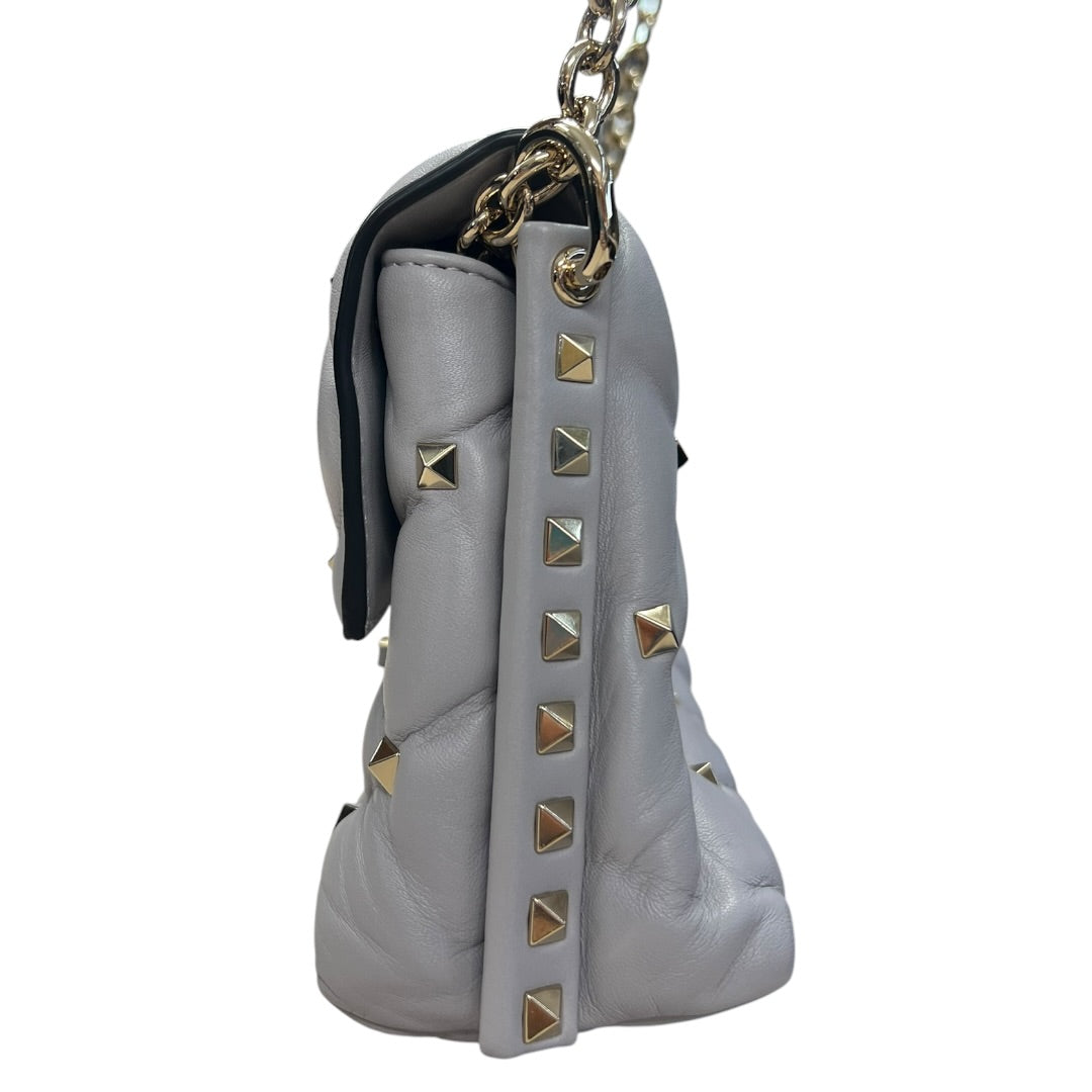 VALENTINO GARAVANI Rockstud Leather Chain Shoulder Bag Gray PR194
