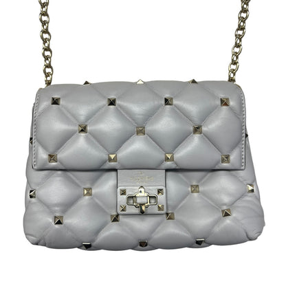 VALENTINO GARAVANI Rockstud Leather Chain Shoulder Bag Gray PR194