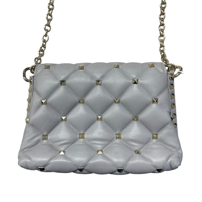VALENTINO GARAVANI Rockstud Leather Chain Shoulder Bag Gray PR194