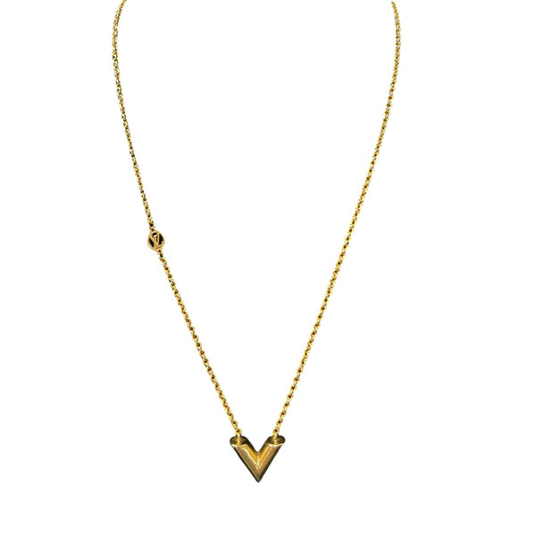 LOUIS VUITTON Essential V Necklace Gold-tone 45cm LO2053