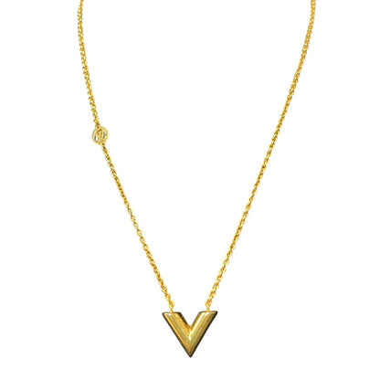 LOUIS VUITTON Essential V Necklace Gold-tone 45cm LO2053