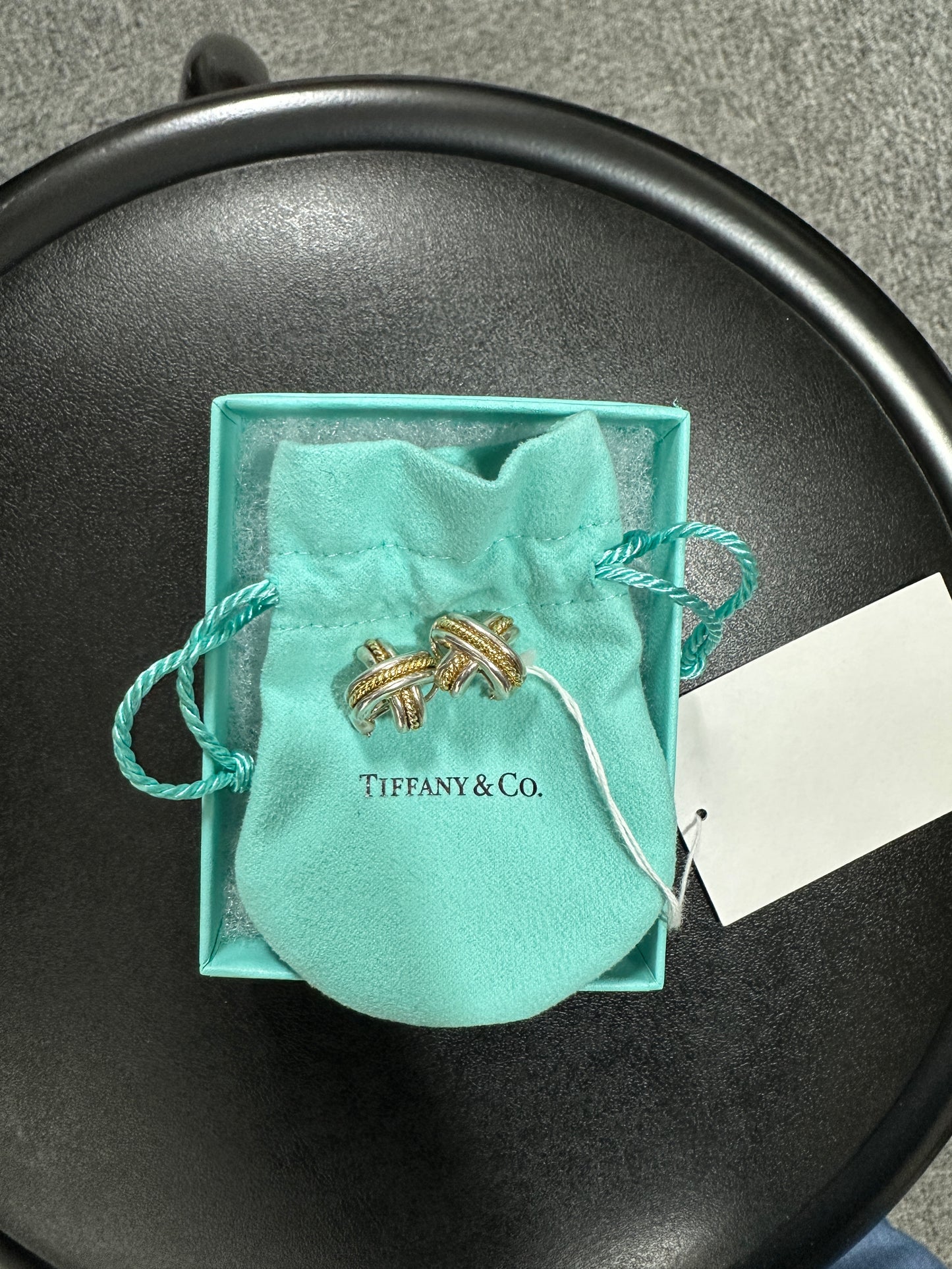 Tiffany & Co. Cross Design Two-Tone 18K Gold Silver Earrings 10g - ER4