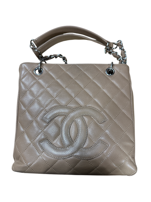 Chanel PST Petite Shopping Tote Beige Caviar Leather Silver Hardware Series 11 - CH2079
