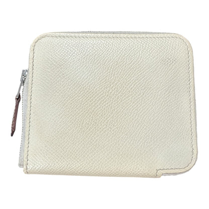 Authentic Hermes Silk'In Compact Zip Around Wallet Epsom Leather HE426