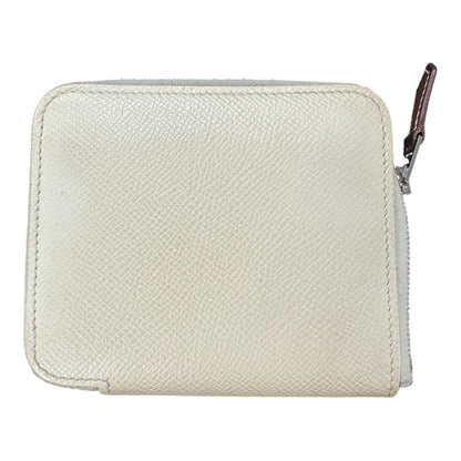 Authentic Hermes Silk'In Compact Zip Around Wallet Epsom Leather HE426