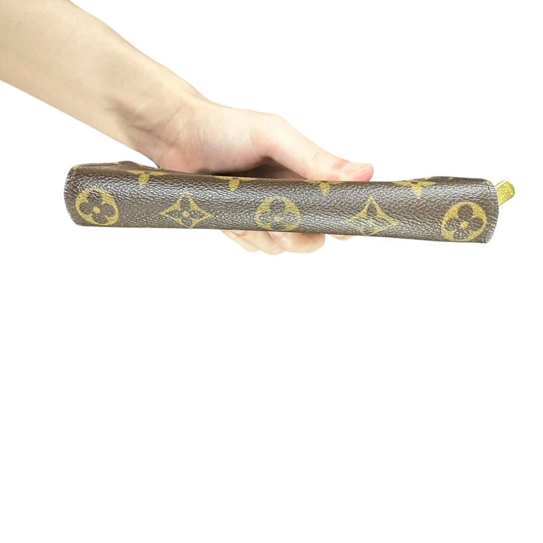 Authentic Louis Vuitton Monogram Canvas Sarah Flap Long Wallet LO2157