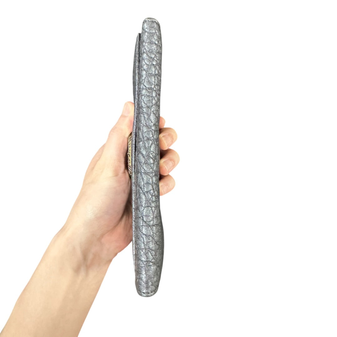 Authentic Bvlgari Leoni Lion Head Metallic Leather Long Wallet BV57