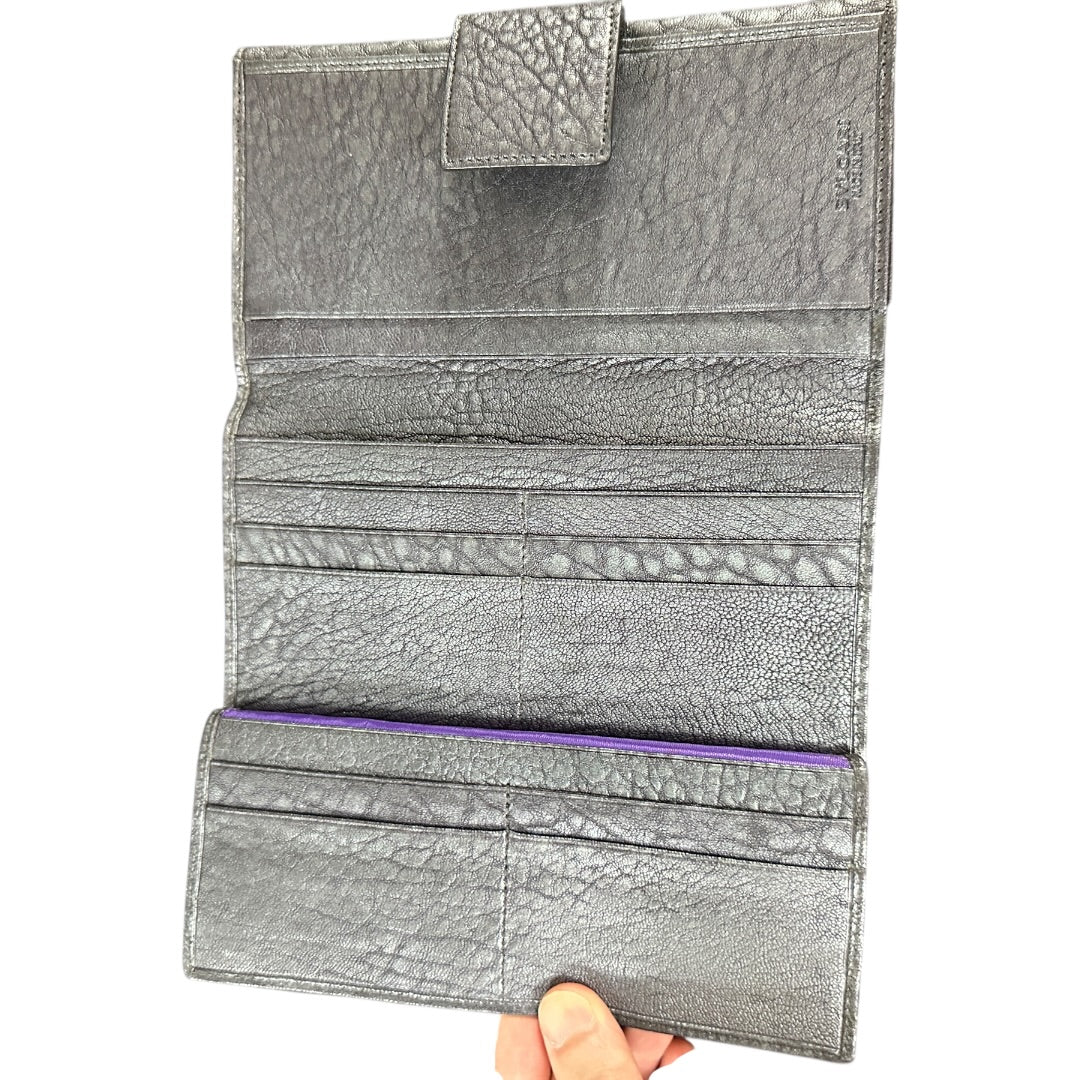 Authentic Bvlgari Leoni Lion Head Metallic Leather Long Wallet BV57