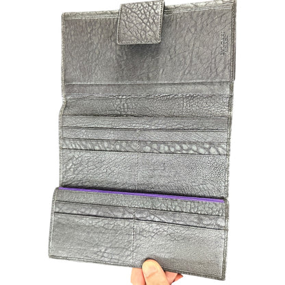 Authentic Bvlgari Leoni Lion Head Metallic Leather Long Wallet BV57